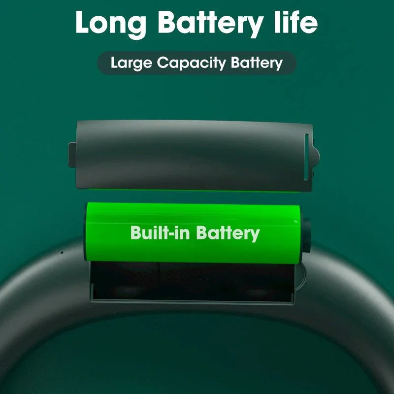 A battery with 'Long Battery life' and 'Large Capacity Battery' text on a green background.